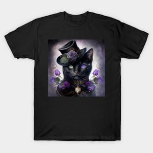 Black Cat With A Hat T-Shirt